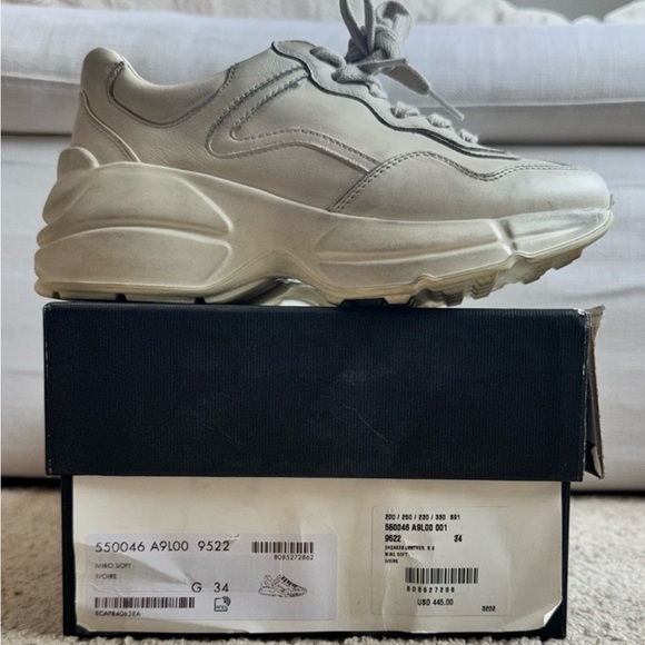 Gucci Rhyton Leather Women’s Distressed Ivory Sneakers, Size 34/4 - Picture 2 of 16